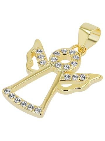 Adeliás Damen Anhänger – Engelanhänger aus 925 Silber mit Zirkonia in gold