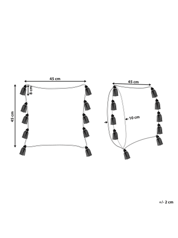 Beliani Dekokissen BOUVARDIA in Grau/Schwarz/Weiß - (W) 45 x (H) 10 x (L) 45 cm