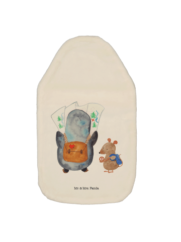 Mr. & Mrs. Panda Wärmflasche Pinguin & Maus Wanderer ohne Spruch in Weiß