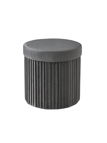 relaxdays Hocker in Dunkelgrau - (H)38 x Ø 38 cm