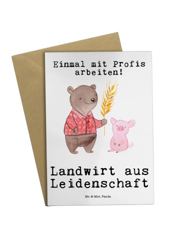 Mr. & Mrs. Panda Klappkarte Landwirt Leidenschaft mit Spruch in Weiß