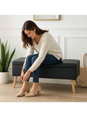 relaxdays Sitzbank in Schwarz - (B)110 x (H)40 x (T)40 cm