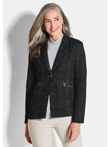 GOLDNER Tweedblazer Eleganter Baumwollblazer, Karomuster in schwarz / gemustert
