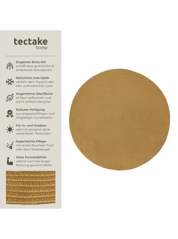 tectake Geflochtener Teppich Raya, strapazierfähig und pflegeleicht, braun