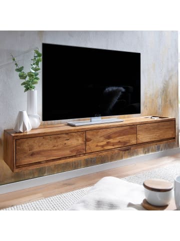 KADIMA DESIGN TV-Kommode zum Aufhängen, Sheeshamholz, bis 65 Zoll, 3 Schubladen