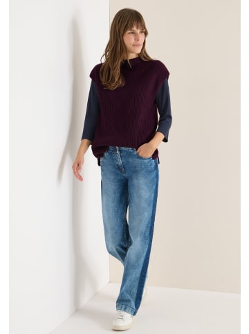 Cecil Cosy cable mix Vest in Eggplant Red