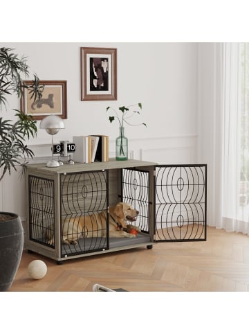 Pawhut Hundekäfig Grau 100L x 60B x 73,5H cm