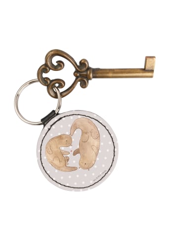 Mr. & Mrs. Panda Anhänger Otter Herz ohne Spruch in Grau Pastell