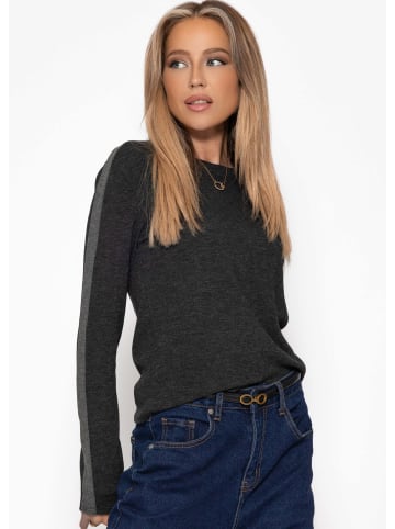 SASSYCLASSY Thermo Langarmshirt mit Kontrast an den Ärmeln in Grau