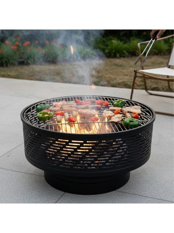 relaxdays Feuerschale in Schwarz - (H)38 x Ø 66 cm