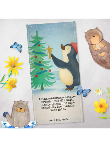 Mr. & Mrs. Panda Handtuch Pinguin Weihnachtsbaum Design mit Spruch in Weiß