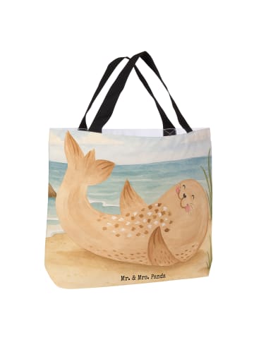 Mr. & Mrs. Panda Tote Bag Robbe Liegen Design ohne Spruch in Weiß