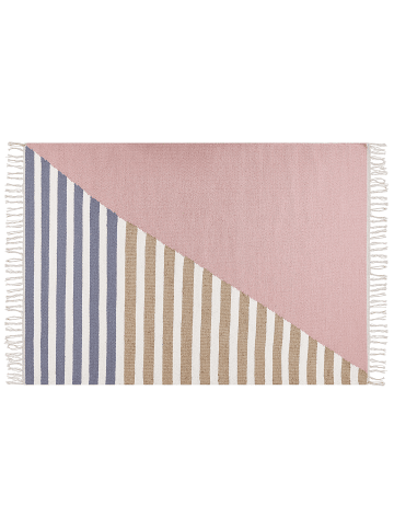 Beliani Geflochtener Teppich ENGIZ in Bunt/Rosa/Weiß - (W) 160 x (H) 160 x (L) 230 cm