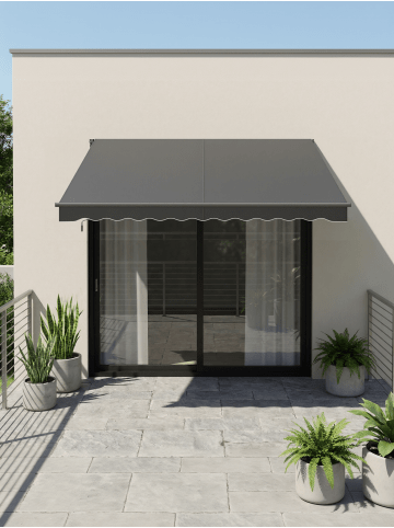 SONGMICS Gelenkarmmarkise Sheld in Grau - (B)200 x (H)1 x (T)250 cm