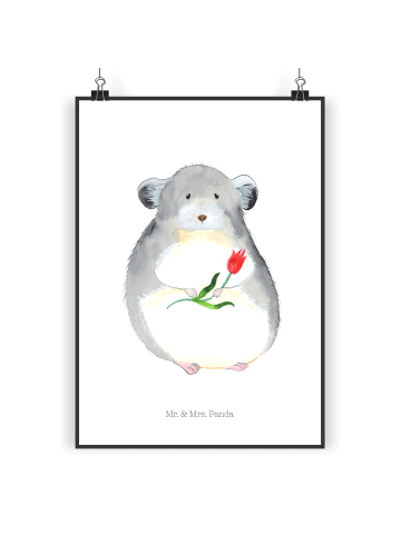 Mr. & Mrs. Panda Poster Chinchilla Blume ohne Spruch in Weiß