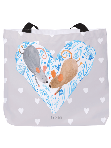 Mr. & Mrs. Panda Tasche Mäuse Herz ohne Spruch in Grau Pastell