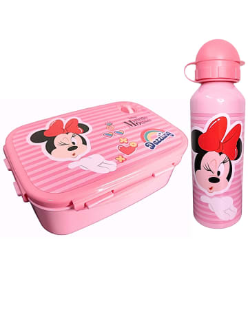 Disney Minnie Mouse 2er Set: Brotdose + Alu-Trinkflasche Minnie Mouse in Rosa