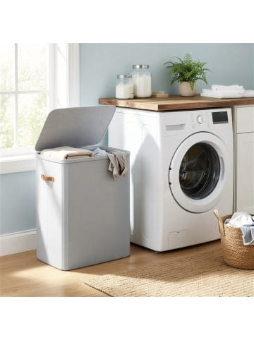 SONGMICS Wäschekorb Brosi in Grau - (B)40 x (H)75 x (T)56 cm