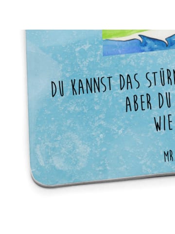 Mr. & Mrs. Panda Tassenuntersetzer Pinguin Surfer mit Spruch in Eisblau