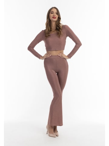 faina Damen Jersey-Hose Mit Glanzgarn in Altrosa