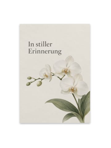 Trauerspruchkarte Orchidee würdevoll Design mit... in Weiß