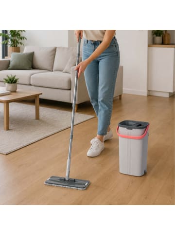 relaxdays Flachmopp-Set in Grau - 5 l