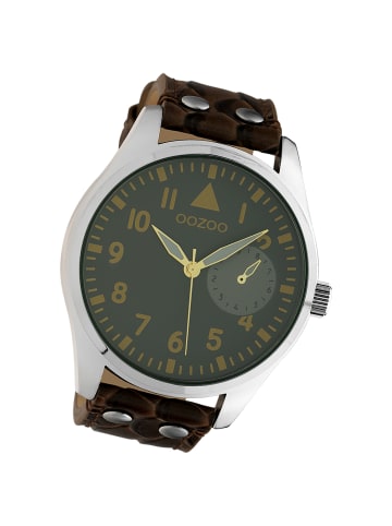 Oozoo Analog-Armbanduhr Oozoo Timepieces dunkelbraun extra groß (ca. 50mm)