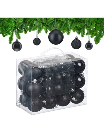 relaxdays 50-tlg. Weihnachtskugeln Set in Schwarz
