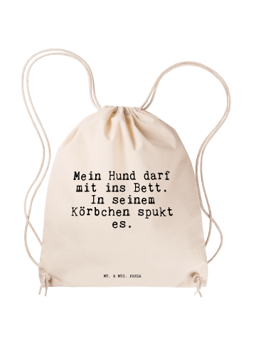 Mr. & Mrs. Panda Sportbeutel Mein Hund darf mit... mit Spruch in Creme