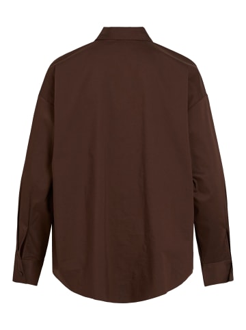 Vila Oversized Langarmhemd aus Baumwolle in Coffee Bean