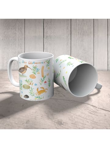 Mr. & Mrs. Panda Tasse Wattenmeer mit Spruch in Bunt