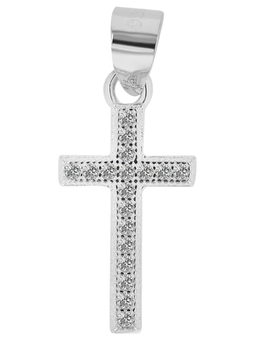 Adeliás Damen Anhänger – Kreuz Kreuzanhänger aus 925 Silber mit Zirkonia in silber