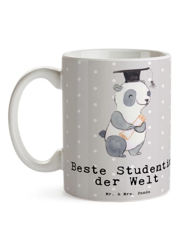 Mr. & Mrs. Panda Becher Pinguin Beste Studentin der Welt mit Spruch in Grau Pastell