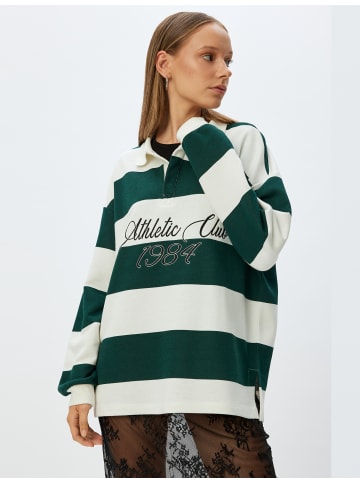KOTON Sweatshirt in Grün Gestreift