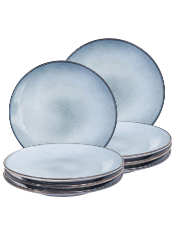 Beliani 8er-Set Teller und Schüsseln JUNIPER in Blau