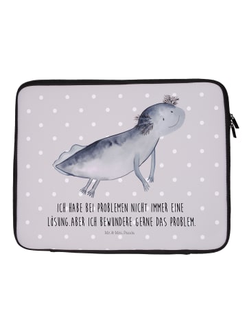 Mr. & Mrs. Panda Notebook Tasche Axolotl Schwimmen mit Spruch in Grau Pastell