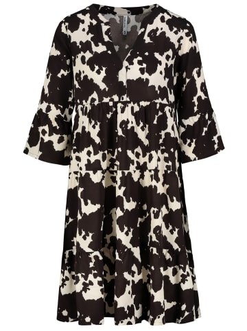 Sublevel Gemusterte Tunikabluse mit Rüschenärmeln und Volants in Braun-3