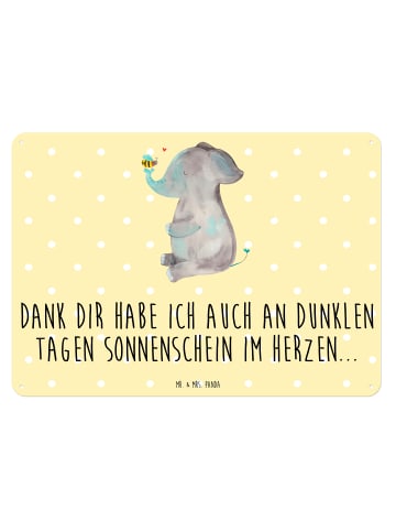 Mr. & Mrs. Panda Blechschild Elefant Biene mit Spruch in Gelb Pastell