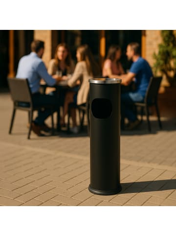 relaxdays Standaschenbecher in Schwarz - (H)56 x Ø 15,5 cm