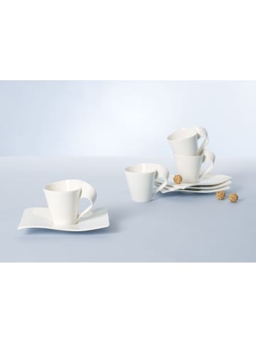 Villeroy & Boch 6er Set Teetassen mit Untertassen NewWave 220 ml weiß in weiß
