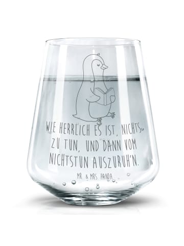 Mr. & Mrs. Panda Trinkglas Pinguin Buch mit Spruch in Transparent