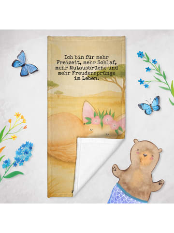 Mr. & Mrs. Panda Badehandtuch Wüstenfuchs Blumen Design mit Spruch in Weiß