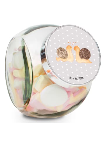 Mr. & Mrs. Panda Bonbonglas Schnecken Liebe ohne Spruch in Grau Pastell