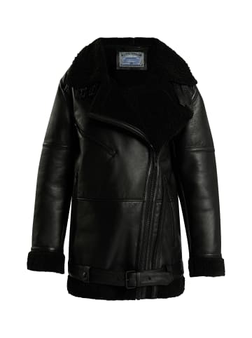 DreiMaster Vintage Lederjacke Im Biker Stil in Schwarz