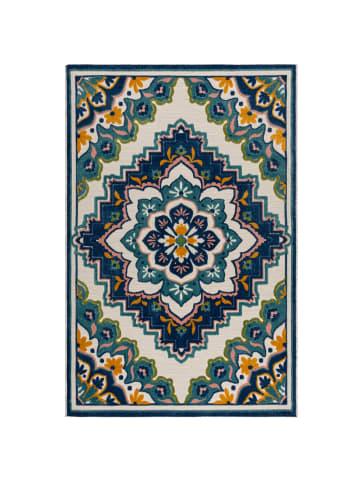 KADIMA DESIGN Superweicher Floral Outdoor-Teppich in Blau