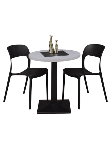 58 aufm Kessel BARTISCH rund Elanur 70 cm schwarz matt/aqua matt lack