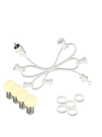 SATISFIRE Garten Party Lichterkette Illu 10 warmweiße LED Kugellampen 5m weiß