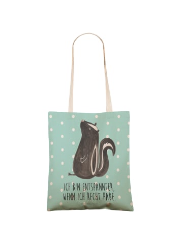 Mr. & Mrs. Panda Tote Bag Stinktier Sitzen mit Spruch in Türkis Pastell