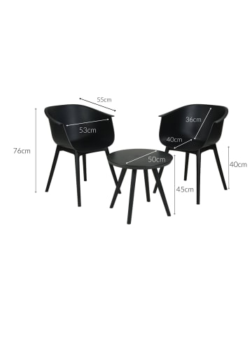 Ambiance Gartenmöbelset schwarz in Schwarz, (B) 60 x (H) 76 x (L) 55 cm