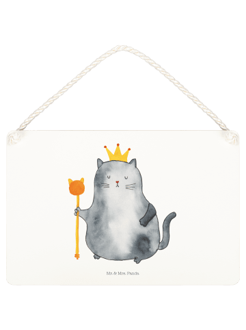Mr. & Mrs. Panda Schild Katze König ohne Spruch in Weiß